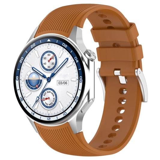 For OPPO Watch X2 Vertical Texture Silicone Watch Band(Brown) - Watch Bands by buy2fix | Online Shopping UK | buy2fix