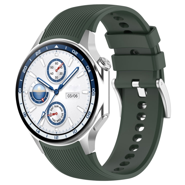 For OPPO Watch X2 Vertical Texture Silicone Watch Band(Dark Green) - Watch Bands by buy2fix | Online Shopping UK | buy2fix