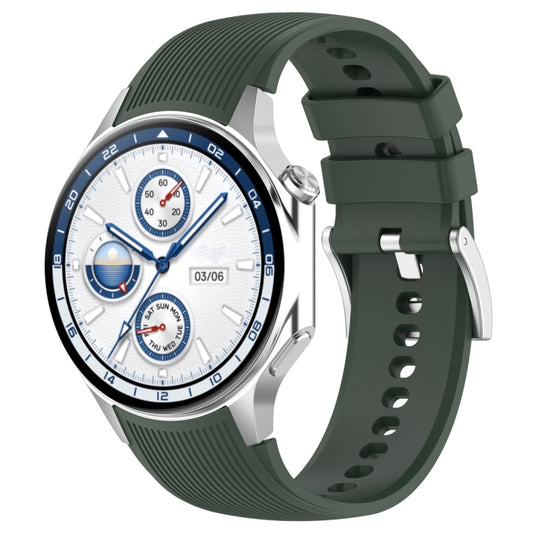 For OPPO Watch X2 Vertical Texture Silicone Watch Band(Dark Green) - Watch Bands by buy2fix | Online Shopping UK | buy2fix