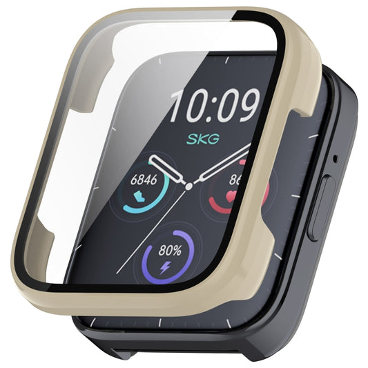 For SKG V9 Tempered Film Integrated PC Watch Protective Cover(Ivory White) - Watch Case by buy2fix | Online Shopping UK | buy2fix