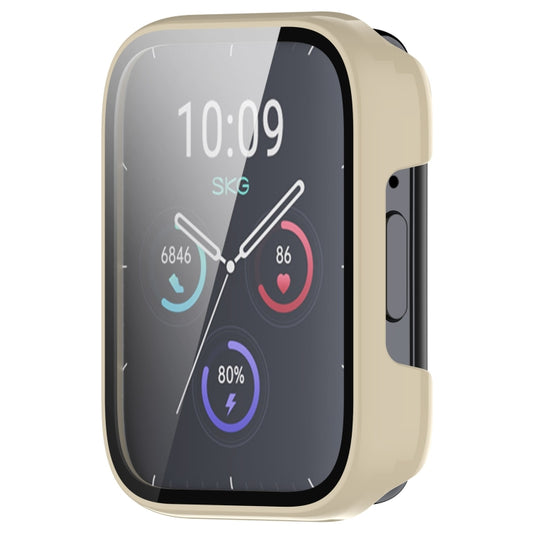 For SKG V9 Tempered Film Integrated PC Watch Protective Cover(Ivory White) - Watch Case by buy2fix | Online Shopping UK | buy2fix