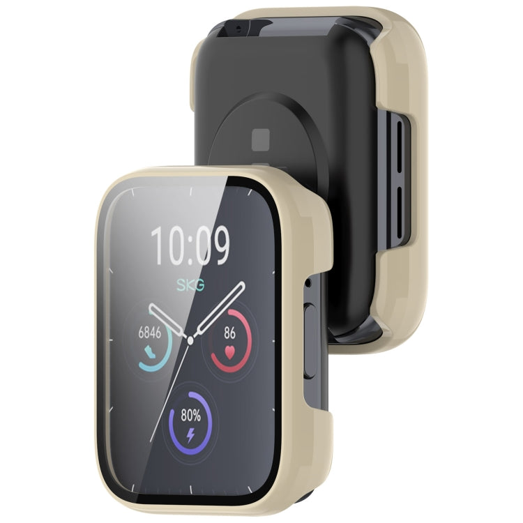 For SKG V9 Tempered Film Integrated PC Watch Protective Cover(Ivory White) - Watch Case by buy2fix | Online Shopping UK | buy2fix
