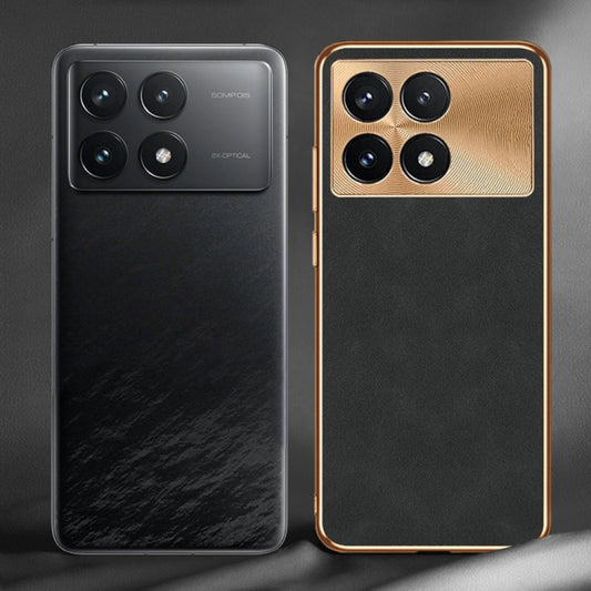 For Xiaomi Redmi K70 Electroplating Lambskin Leather Phone Case(Black) by buy2fix