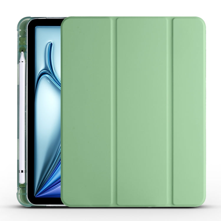 For iPad Air 11 2025 / 2024 3-fold TPU Leather Smart Tablet Case with Pen Slot(Matcha Green) - iPad Air 11 2025 / 2024 Cases by buy2fix | Online Shopping UK | buy2fix