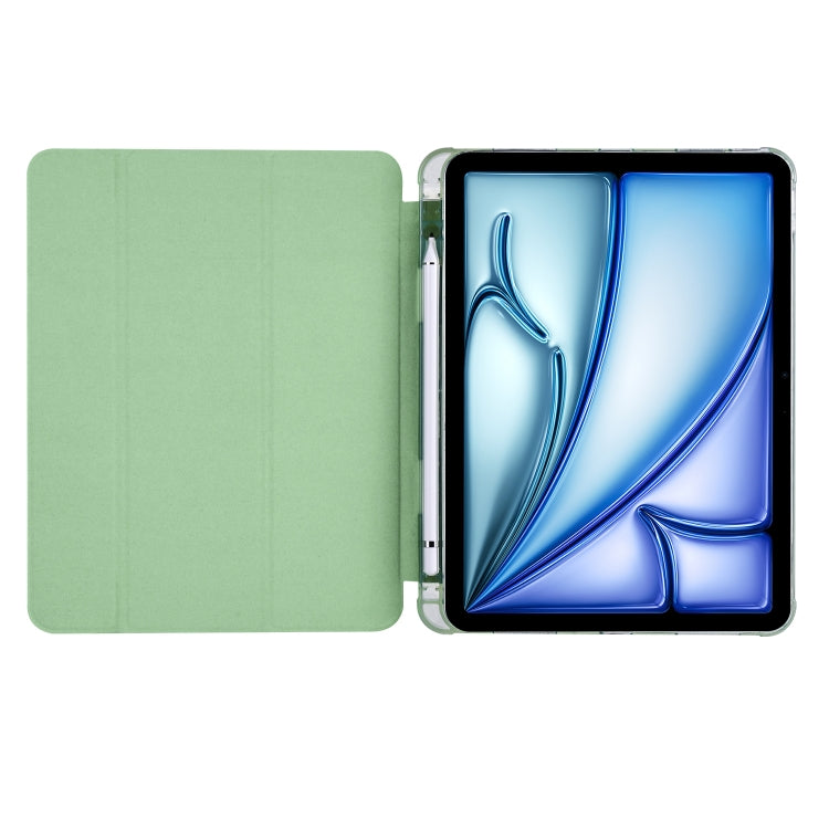 For iPad Air 11 2025 / 2024 3-fold TPU Leather Smart Tablet Case with Pen Slot(Matcha Green) - iPad Air 11 2025 / 2024 Cases by buy2fix | Online Shopping UK | buy2fix