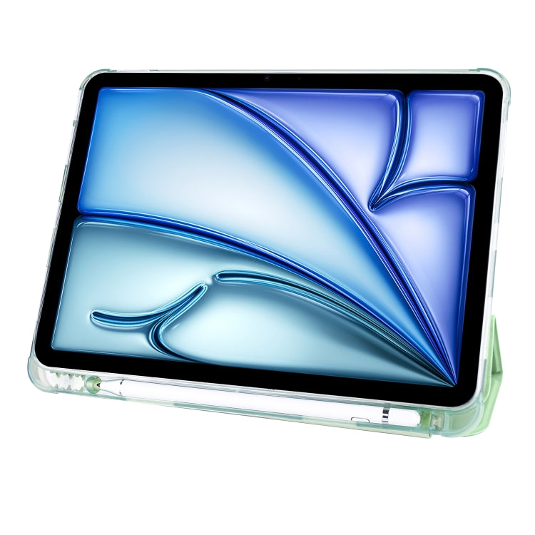 For iPad Air 11 2025 / 2024 3-fold TPU Leather Smart Tablet Case with Pen Slot(Matcha Green) - iPad Air 11 2025 / 2024 Cases by buy2fix | Online Shopping UK | buy2fix