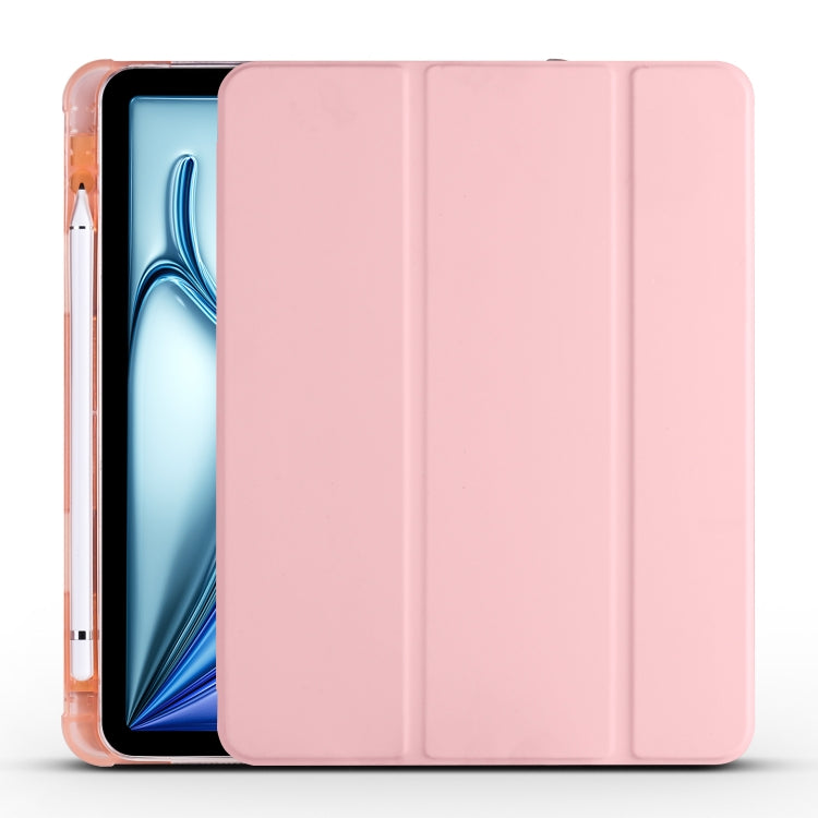 For iPad Air 11 2025 / 2024 3-fold TPU Leather Smart Tablet Case with Pen Slot(Pink) - iPad Air 11 2025 / 2024 Cases by buy2fix | Online Shopping UK | buy2fix