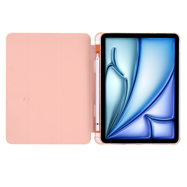 For iPad Air 11 2025 / 2024 3-fold TPU Leather Smart Tablet Case with Pen Slot(Pink) - iPad Air 11 2025 / 2024 Cases by buy2fix | Online Shopping UK | buy2fix