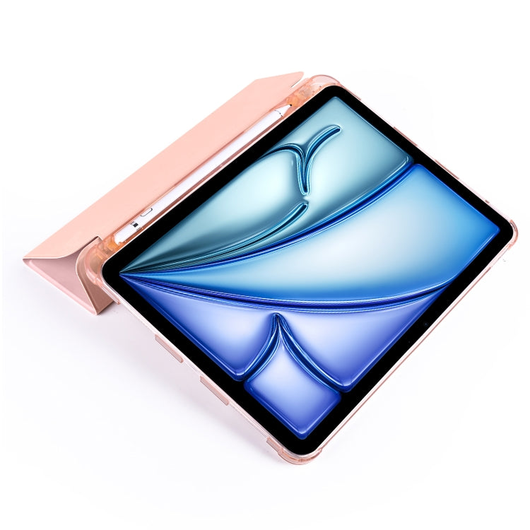 For iPad Air 11 2025 / 2024 3-fold TPU Leather Smart Tablet Case with Pen Slot(Pink) - iPad Air 11 2025 / 2024 Cases by buy2fix | Online Shopping UK | buy2fix