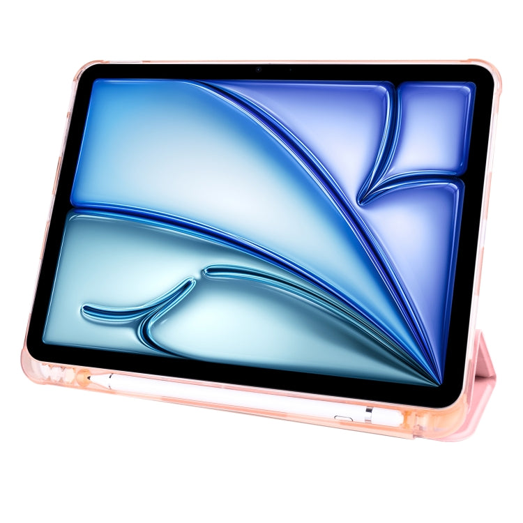 For iPad Air 11 2025 / 2024 3-fold TPU Leather Smart Tablet Case with Pen Slot(Pink) - iPad Air 11 2025 / 2024 Cases by buy2fix | Online Shopping UK | buy2fix