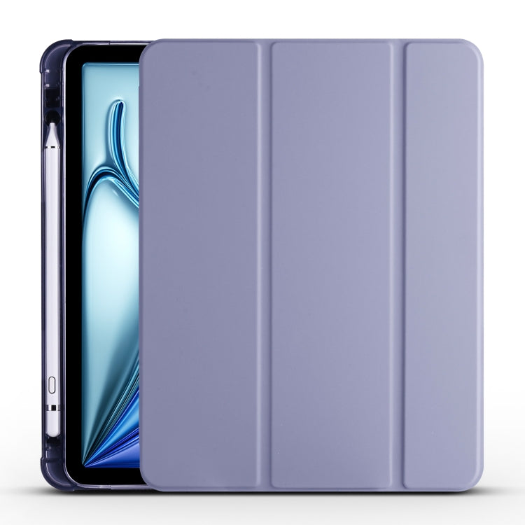 For iPad Air 11 2025 / 2024 3-fold TPU Leather Smart Tablet Case with Pen Slot(Lavender Purple) - iPad Air 11 2025 / 2024 Cases by buy2fix | Online Shopping UK | buy2fix