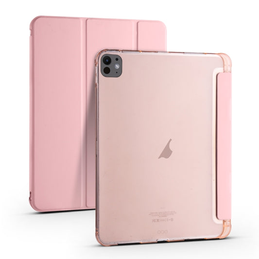 For iPad Pro 11 2025 / 2024 3-fold TPU Leather Smart Tablet Case with Pen Slot(Pink) by buy2fix