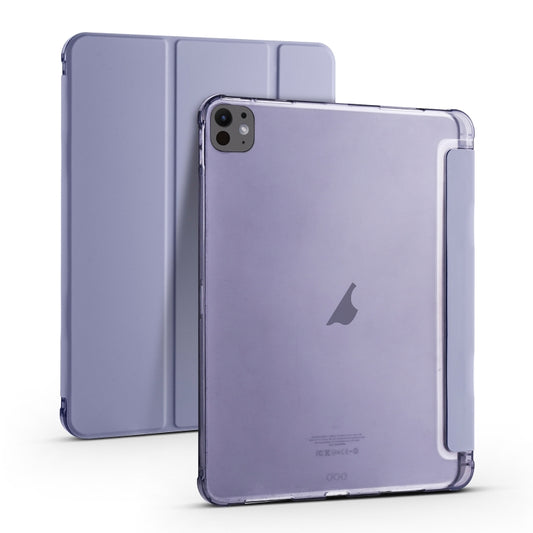 For iPad Pro 11 2025 / 2024 3-fold TPU Leather Smart Tablet Case with Pen Slot(Lavender Purple) by buy2fix