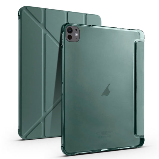 For iPad Pro 13 2025 / 2024 Multi-folding TPU Leather Smart Tablet Case with Pen Slot(Pine Green) by buy2fix