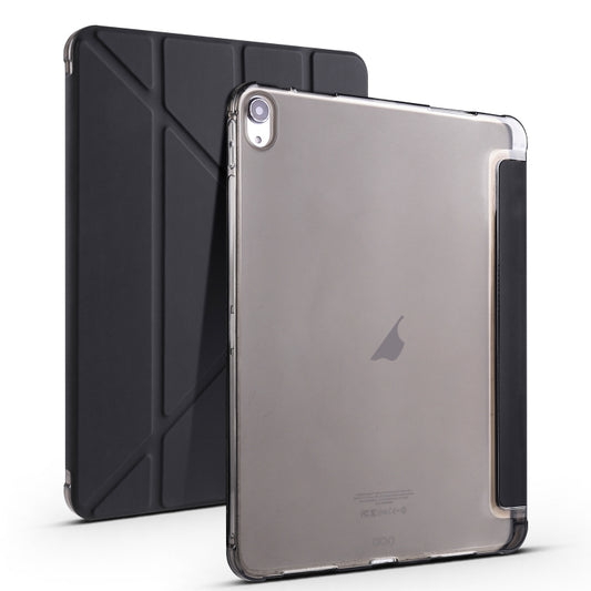 For iPad Air 11 2025 / 2024 Multi-folding TPU Leather Smart Tablet Case with Pen Slot(Black) by buy2fix