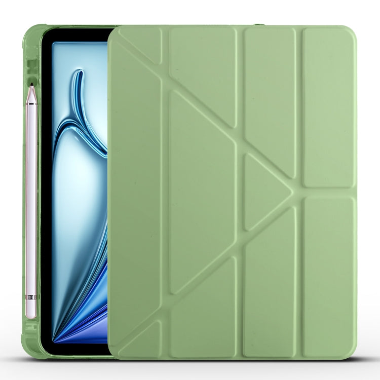 For iPad Air 11 2025 / 2024 Multi-folding TPU Leather Smart Tablet Case with Pen Slot(Matcha Green) - iPad Air 11 2025 / 2024 Cases by buy2fix | Online Shopping UK | buy2fix