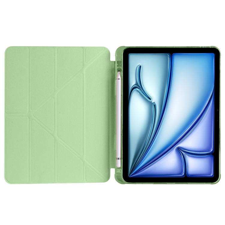 For iPad Air 11 2025 / 2024 Multi-folding TPU Leather Smart Tablet Case with Pen Slot(Matcha Green) - iPad Air 11 2025 / 2024 Cases by buy2fix | Online Shopping UK | buy2fix