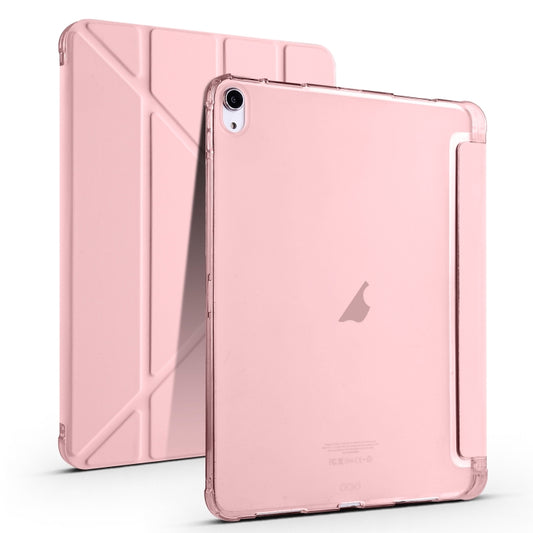 For iPad Air 11 2025 / 2024 Multi-folding TPU Leather Smart Tablet Case with Pen Slot(Pink) by buy2fix