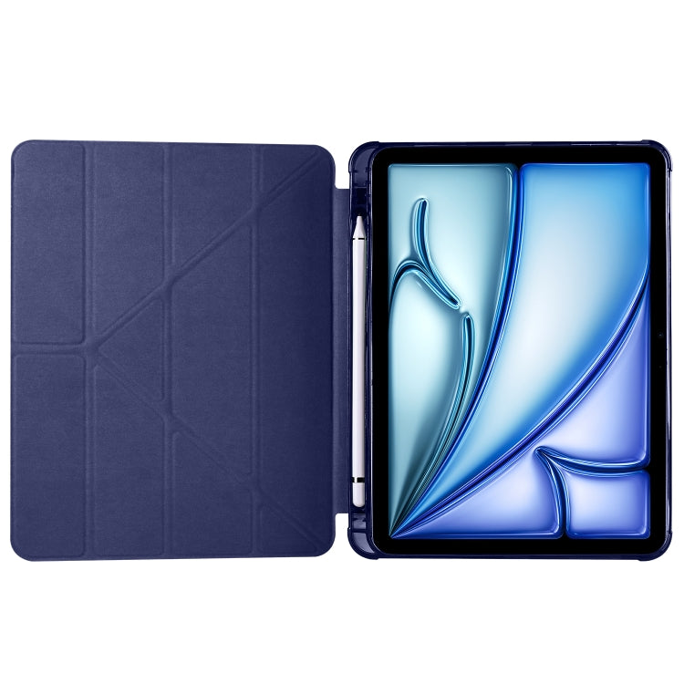 For iPad Air 11 2025 / 2024 Multi-folding TPU Leather Smart Tablet Case with Pen Slot(Dark Blue) - iPad Air 11 2025 / 2024 Cases by buy2fix | Online Shopping UK | buy2fix