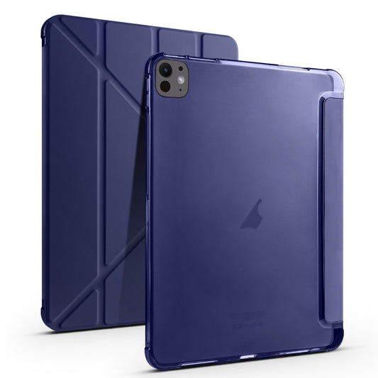For iPad Pro 11 2025 / 2024 Multi-folding TPU Leather Smart Tablet Case with Pen Slot(Dark Blue) by buy2fix