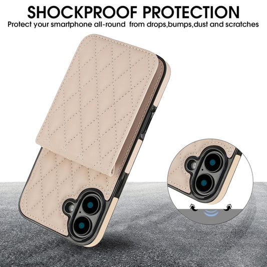 For iPhone 16 Plus YM015 Crossbody Rhombic Card Bag RFID Phone Case(White) by buy2fix