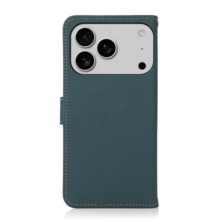 For iPhone 17 Pro Max KHAZNEH Custer Genuine Leather RFID Phone Case(Green) - iPhone 17 Pro Max Cases by buy2fix | Online Shopping UK | buy2fix