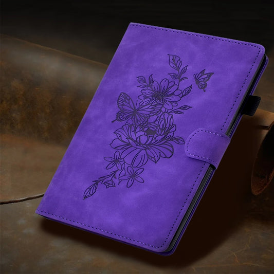 For iPad Pro 11 2025 / 2024 Peony Butterfly Embossed Leather Smart Tablet Case(Purple) by buy2fix