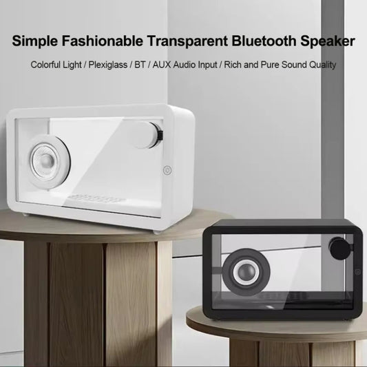 M8 Simple Fashion Transparent Bluetooth Speaker Subwoofer with Ambient Light(White) by buy2fix
