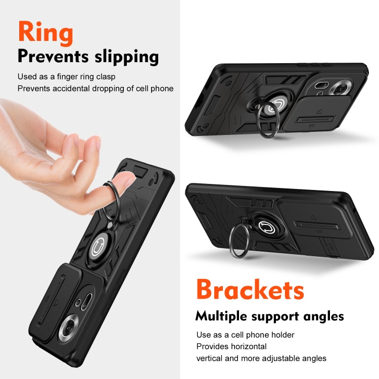 For OPPO Reno11 Global Camshield Ring Holder Phone Case(Black) - OPPO Cases by buy2fix | Online Shopping UK | buy2fix