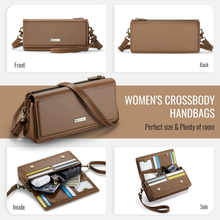 CaseMe ME30 Max Multifunctional Large-Capacity Shoulder Crossbody Phone Bag(Brown) - by CaseMe | Online Shopping UK | buy2fix