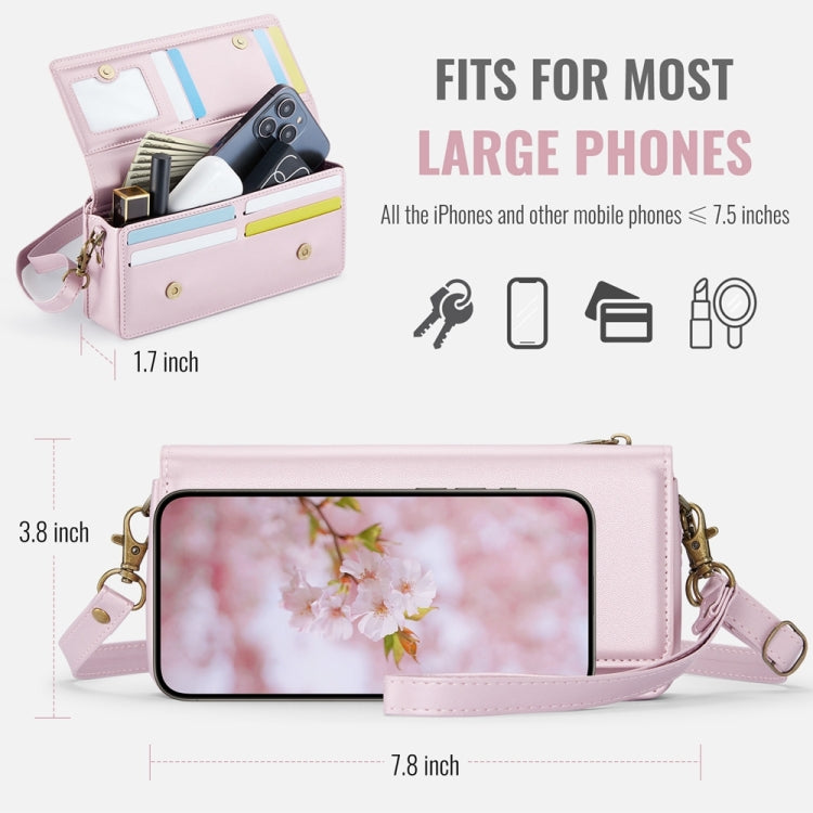 CaseMe ME30 Max Multifunctional Large-Capacity Shoulder Crossbody Phone Bag(Pink) - by CaseMe | Online Shopping UK | buy2fix