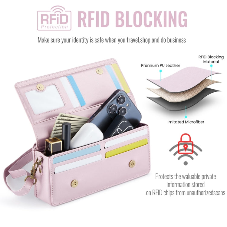 CaseMe ME30 Max Multifunctional Large-Capacity Shoulder Crossbody Phone Bag(Pink) - by CaseMe | Online Shopping UK | buy2fix