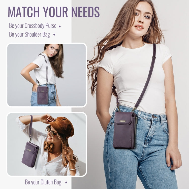 CaseMe Me40 Vertical Multifunctional Shoulder Crossbody Phone Bag(Purple) by CaseMe
