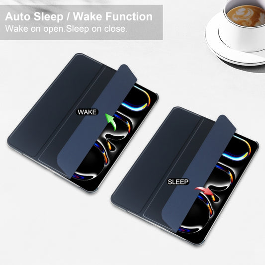 For iPad Pro 11 2025 / 2024 3-fold Semi-transparent Frosted Smart Leather Tablet Case(Dark Blue) by buy2fix