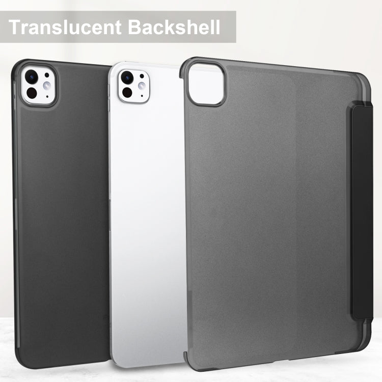 For iPad Pro 13 2025 / 2024 3-fold Semi-transparent Frosted Smart Leather Tablet Case(Black) by buy2fix