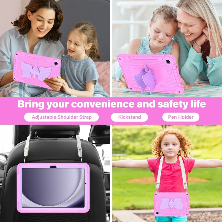 For Samsung Galaxy A9+ Kickstand PC Hybrid Silicone Tablet Case(Pink Purple) - Galaxy Tab A9+ by buy2fix | Online Shopping UK | buy2fix