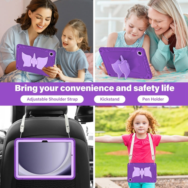 For Samsung Galaxy A9+ Kickstand PC Hybrid Silicone Tablet Case(Purple) - Galaxy Tab A9+ by buy2fix | Online Shopping UK | buy2fix