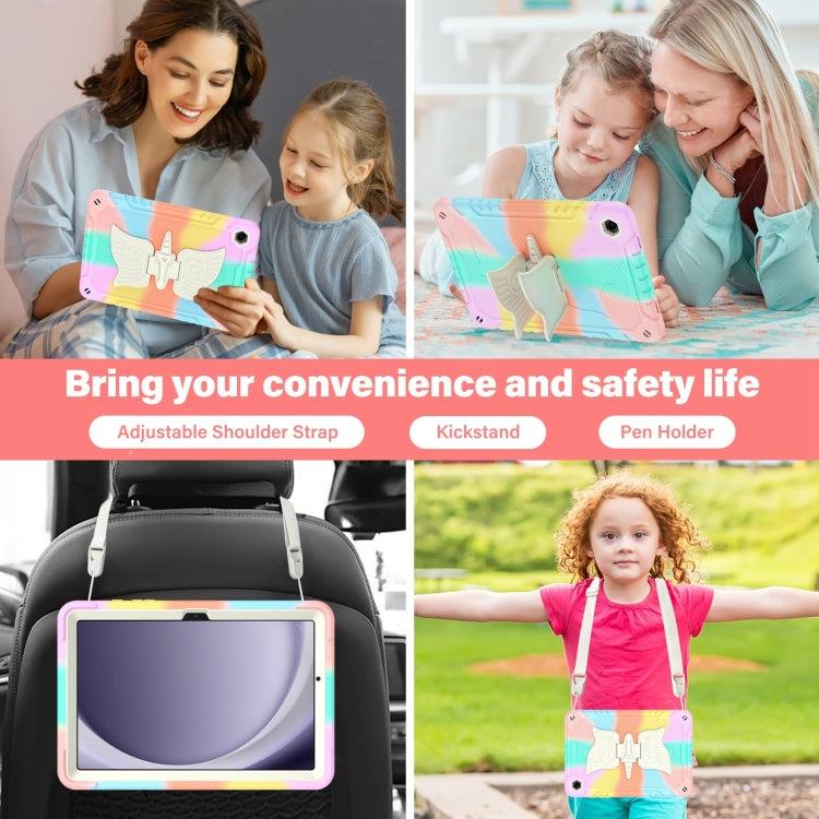 For Samsung Galaxy A9+ Kickstand PC Hybrid Silicone Tablet Case(Colorful Rose Gold) - Galaxy Tab A9+ by buy2fix | Online Shopping UK | buy2fix