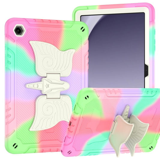 For Samsung Galaxy A9+ Kickstand PC Hybrid Silicone Tablet Case(Colorful Rose Red) - Galaxy Tab A9+ by buy2fix | Online Shopping UK | buy2fix