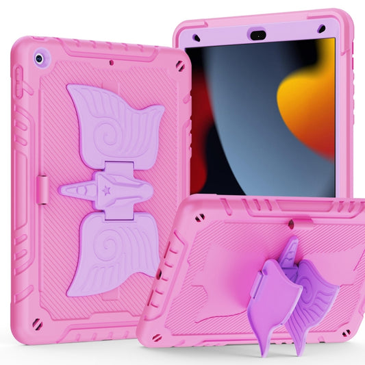 For iPad 10.2 2021/2020/2019 Kickstand PC Hybrid Silicone Tablet Case(Pink Purple) - iPad 10.2 Cases by buy2fix | Online Shopping UK | buy2fix