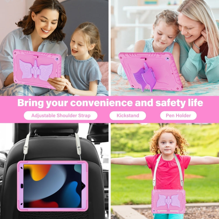 For iPad 10.2 2021/2020/2019 Kickstand PC Hybrid Silicone Tablet Case(Pink Purple) - iPad 10.2 Cases by buy2fix | Online Shopping UK | buy2fix