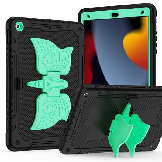 For iPad 10.2 2021/2020/2019 Kickstand PC Hybrid Silicone Tablet Case(Black Mint) - iPad 10.2 Cases by buy2fix | Online Shopping UK | buy2fix