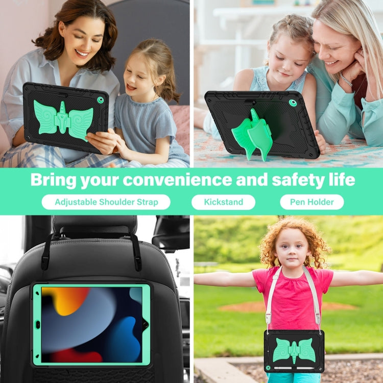 For iPad 10.2 2021/2020/2019 Kickstand PC Hybrid Silicone Tablet Case(Black Mint) - iPad 10.2 Cases by buy2fix | Online Shopping UK | buy2fix