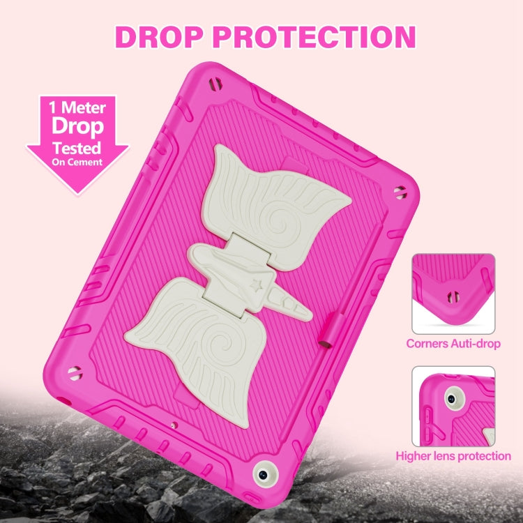 For iPad 10.2 2021/2020/2019 Kickstand PC Hybrid Silicone Tablet Case(Beige Rose Red) - iPad 10.2 Cases by buy2fix | Online Shopping UK | buy2fix