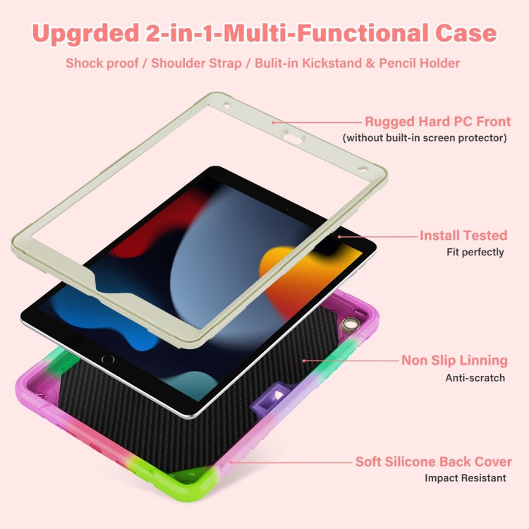 For iPad 10.2 2021/2020/2019 Kickstand PC Hybrid Silicone Tablet Case(Colorful Rose Red) - iPad 10.2 Cases by buy2fix | Online Shopping UK | buy2fix