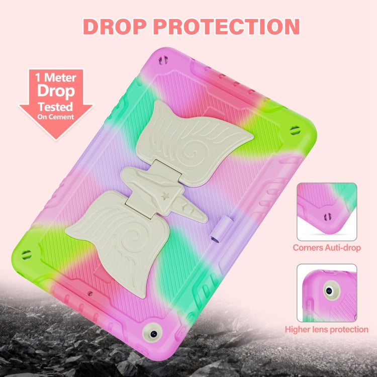 For iPad 10.2 2021/2020/2019 Kickstand PC Hybrid Silicone Tablet Case(Colorful Rose Red) - iPad 10.2 Cases by buy2fix | Online Shopping UK | buy2fix