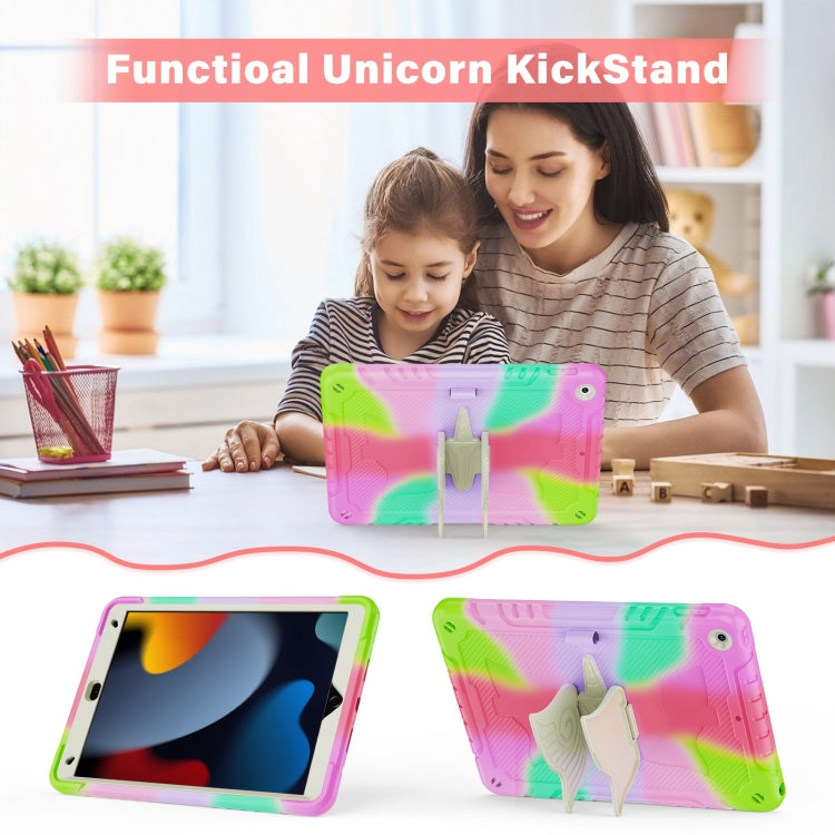 For iPad 10.2 2021/2020/2019 Kickstand PC Hybrid Silicone Tablet Case(Colorful Rose Red) - iPad 10.2 Cases by buy2fix | Online Shopping UK | buy2fix