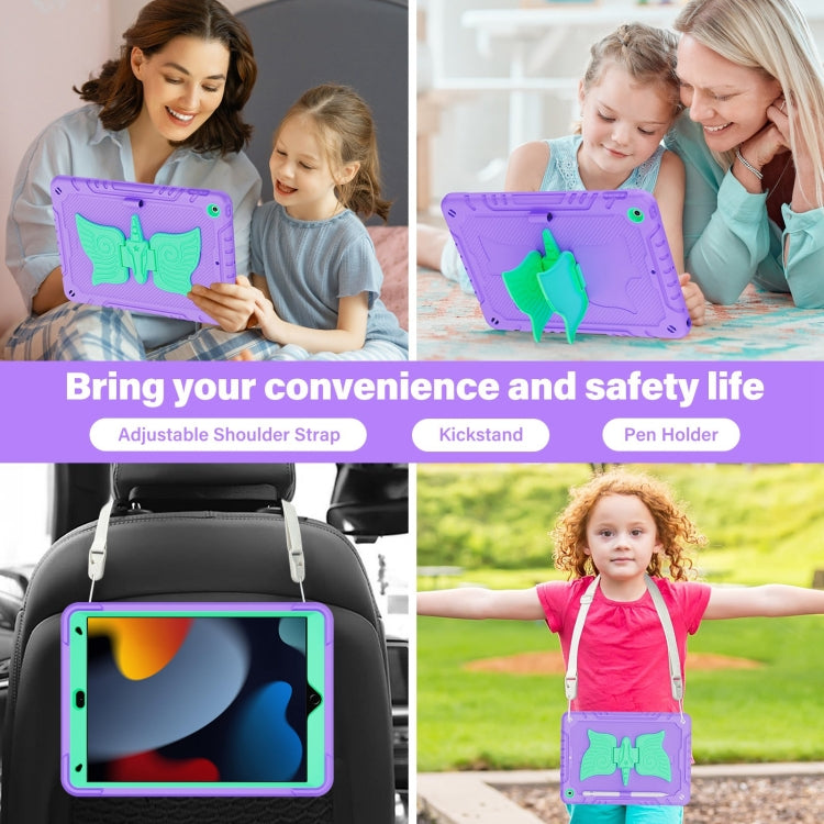 For iPad 10.2 2021/2020/2019 Kickstand PC Hybrid Silicone Tablet Case(Purple Mint) - iPad 10.2 Cases by buy2fix | Online Shopping UK | buy2fix