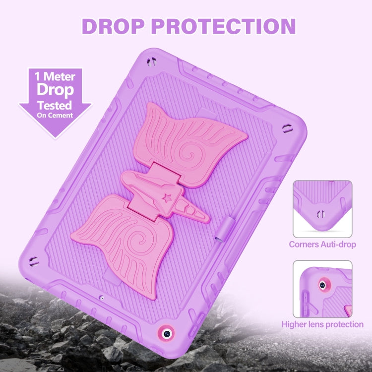 For iPad 10.2 2021/2020/2019 Kickstand PC Hybrid Silicone Tablet Case(Purple Rose Red) - iPad 10.2 Cases by buy2fix | Online Shopping UK | buy2fix