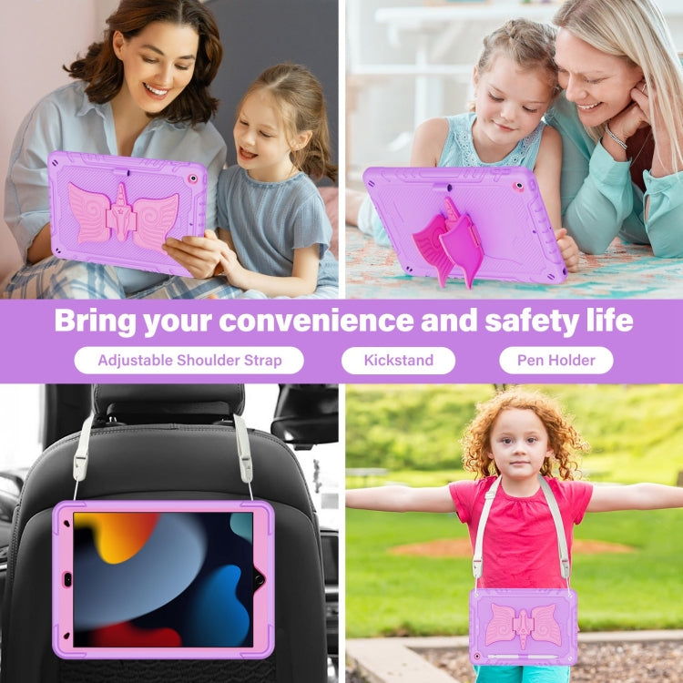 For iPad 10.2 2021/2020/2019 Kickstand PC Hybrid Silicone Tablet Case(Purple Rose Red) - iPad 10.2 Cases by buy2fix | Online Shopping UK | buy2fix